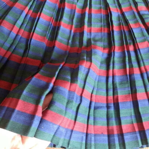 Vintage Pleated Skirt 50s 60s XS 25" Waist Red Green Blue Rockabilly Handmade - Picture 10 of 15